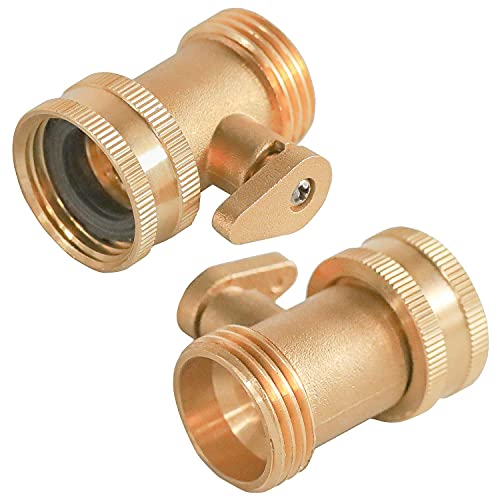 Hourleey Brass Garden Hose Shut Off Valve, 2 Pack Heavy Duty 3/4 Inch Solid Brass Garden Hose Shut Off Valve with 10 Extra Rubber Washers