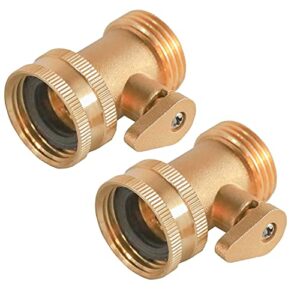 Hourleey Brass Garden Hose Shut Off Valve, 2 Pack Heavy Duty 3/4 Inch Solid Brass Garden Hose Shut Off Valve with 10 Extra Rubber Washers