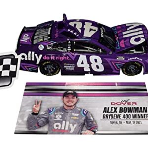 AUTOGRAPHED 2021 Alex Bowman #48 Ally Racing DOVER RACE WIN (Raced Version) Hendrick Motorsports Signed 1/24 Scale NASCAR Diecast Car with COA (1 of only 792 produced)