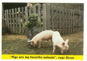 oscar grouch trading card sesame street 1992 idolmaker #80 pigs