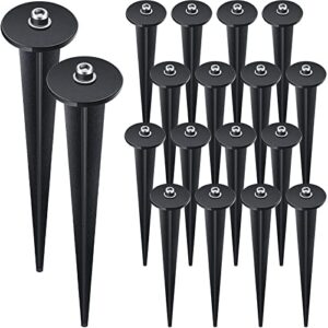 zhengmy 16 packs threaded spike flood light ground stake metal replacement stakes for solar lights outdoor led solar light stakes with 16 hex screws for gardens yard path lawn 6.3 inches