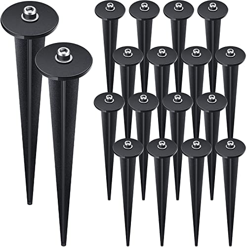 Zhengmy 16 Packs Threaded Spike Flood Light Ground Stake Metal Replacement Stakes for Solar Lights Outdoor LED Solar Light Stakes with 16 Hex Screws for Gardens Yard Path Lawn 6.3 Inches