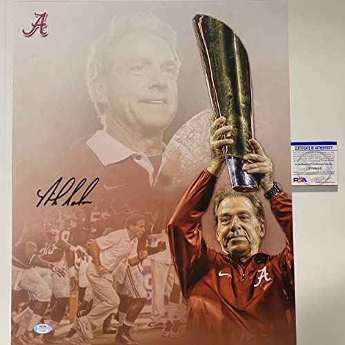 Autographed/Signed Nick Saban Alabama Crimson Tide 16x20 College Football Photo PSA/DNA COA