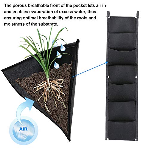 X XBEN Vertical Wall Hanging Planters, 7 Pockets Indoor Outdoor Large Grow Bags for Balcony Garden Yard Office Home Decoration