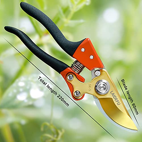 Garden Shears, Pruning Shears for Gardening Heavy Duty with Rust Proof Stainless Steel Blades, Garden Clippers Best Hand Pruners Ergonomic Gardening Tools