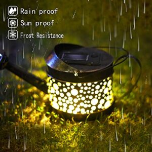 AMWGIMI Solar Garden Lights Pathway Outdoor,Dew Drop Water Can Garden Stake Metal Lights Decorative Yard Art Waterproof LED Garden Lights,for Patio Yard Walkway Pathway Lawn Decorations