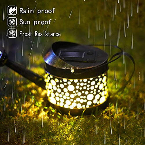 AMWGIMI Solar Garden Lights Pathway Outdoor,Dew Drop Water Can Garden Stake Metal Lights Decorative Yard Art Waterproof LED Garden Lights,for Patio Yard Walkway Pathway Lawn Decorations