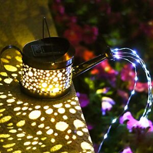 AMWGIMI Solar Garden Lights Pathway Outdoor,Dew Drop Water Can Garden Stake Metal Lights Decorative Yard Art Waterproof LED Garden Lights,for Patio Yard Walkway Pathway Lawn Decorations