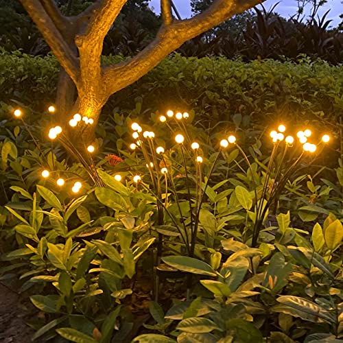 Solar Garden Lights, 4 Pack 24LED Solar Firefly Lights, Starburst Swaying Solar Firefly Lights Outdoor Waterproof, Sway by Wind, Solar Garden Landscape Lights, Firefly Lights Solar Outdoor Decorative