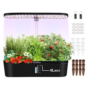 hydroponics growing system 12 pods indoor herb garden kit with led grow light automatic timer smart germination kit garden planter 4l large leakproof water tank