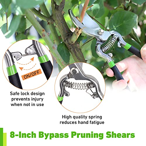 TOPLINE 3-PC Garden Shears Set, Included 8", 5.5" Bypass Pruning Shears, 8" Hand Bypass Pruner , Garden Clippers for Tree Trimmers,Gardening