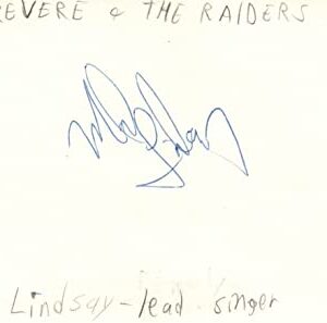 Mark Lindsay Lead Singer Paul Revere & The Raiders Signed Index Card JSA COA