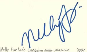 nelly furtado canadian musician singer pop music signed index card jsa coa