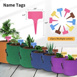 HAOWIN 7-Pack Colorful Plant Grow Bags, Thickest Fabric Pots 10 Gallon 7 Gallon 5 Gallon 3 Gallon Variety Size Pack, Plant Labels Included Potato Growing Bags