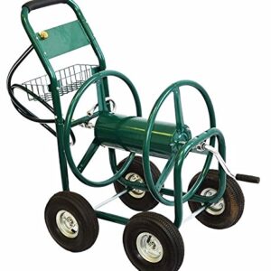 XtremepowerUS Hose Reel Cart Green w/Wheels 300' Capacity Outdoor Patio Garden Reel Holder