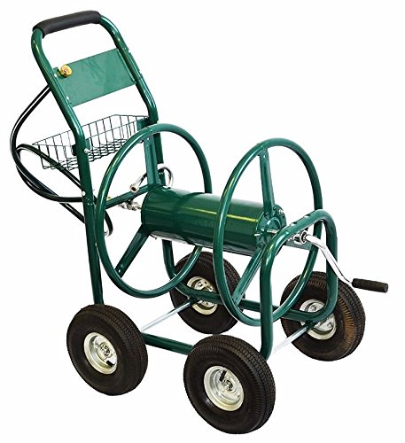 XtremepowerUS Hose Reel Cart Green w/Wheels 300' Capacity Outdoor Patio Garden Reel Holder