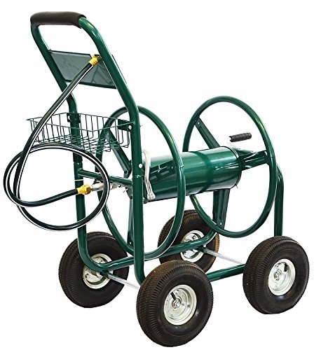 XtremepowerUS Hose Reel Cart Green w/Wheels 300' Capacity Outdoor Patio Garden Reel Holder