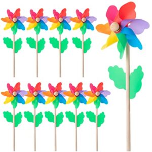 mr. pen- rainbow flower pinwheels, 10 pack, pinwheels for yard and garden, pinwheels for kids, wind pinwheel, flower wind spinners, garden pinwheels spinners, yard pinwheels, rainbow party favors