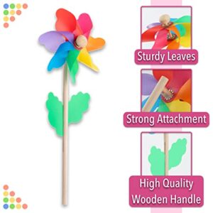 Mr. Pen- Rainbow Flower Pinwheels, 10 Pack, Pinwheels for Yard and Garden, Pinwheels for Kids, Wind Pinwheel, Flower Wind Spinners, Garden Pinwheels Spinners, Yard Pinwheels, Rainbow Party Favors