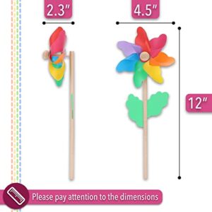 Mr. Pen- Rainbow Flower Pinwheels, 10 Pack, Pinwheels for Yard and Garden, Pinwheels for Kids, Wind Pinwheel, Flower Wind Spinners, Garden Pinwheels Spinners, Yard Pinwheels, Rainbow Party Favors