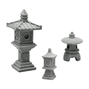 saihisday 3pcs mini pagoda garden statue, miniature japanese style pagoda lantern, outdoor fairy garden decor for micro landscape yard aquarium bonsai zen garden decoration