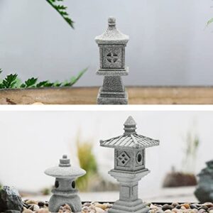 Saihisday 3PCS Mini Pagoda Garden Statue, Miniature Japanese Style Pagoda Lantern, Outdoor Fairy Garden Decor for Micro Landscape Yard Aquarium Bonsai Zen Garden Decoration