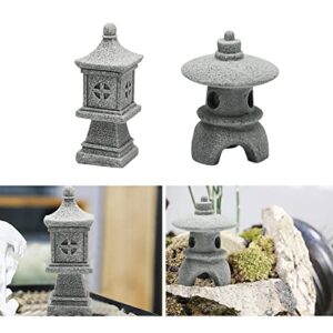 Saihisday 3PCS Mini Pagoda Garden Statue, Miniature Japanese Style Pagoda Lantern, Outdoor Fairy Garden Decor for Micro Landscape Yard Aquarium Bonsai Zen Garden Decoration