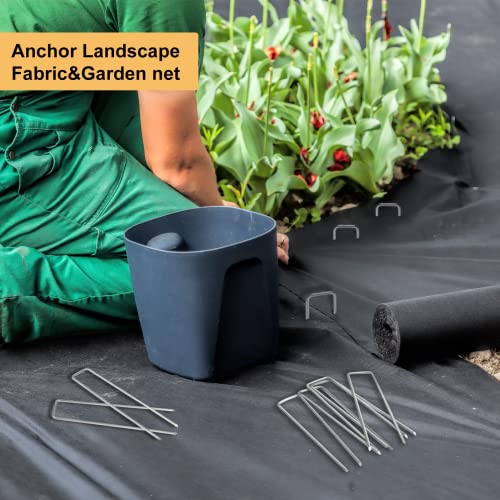 Whonline 216pcs Landscape Staples, 6 Inch 11 Gauge Yard Stake, Ground Stake Galvanized Garden Staples Stakes for Landscaping Fabric Weed Barrier Irrigation Tubing