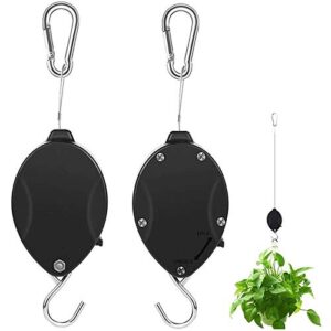 tihood 2pcs plant pulley retractable hanger hooks – hanging plants garden baskets pots bird houses. 5ft long & 55 lbs weight capacity
