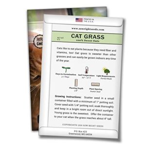 Sow Right Seeds - Heirloom Garden Kit for Cat Lovers - 4 Seed Packets with Instructions, Pots, Potting Soil, and Plant Markers - Start and Grow Catnip and Cat Grass Indoors - Non GMO - Wonderful Gift