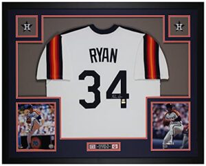 nolan ryan autographed white astros jersey – beautifully matted and framed – hand signed by ryan and certified authentic by ai – includes certificate of authenticity