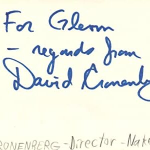 David Cronenberg Director Filmmaker Movie Autographed Signed Index Card JSA COA