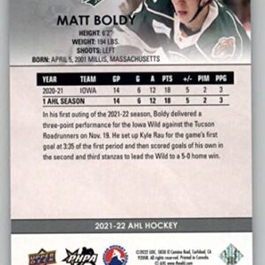 2021-22 Upper Deck AHL #3 Matt Boldy RC Rookie Iowa Wild Hockey Trading Card