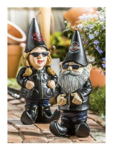 Harley-Davidson Lady Biker Themed Polystone Garden Gnome, 4.5 x 11 in. 544902C