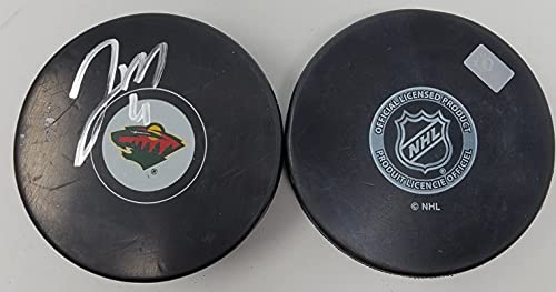 Jon Merrill signed Minnesota Wild NHL Logo Puck w/Free Cube