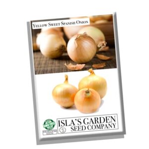 Yellow Sweet Spanish Onion Seeds for Planting, 750+ Heirloom Seeds Per Packet, (Isla's Garden Seeds), Non GMO Seeds, Botanical Name: Allium cepa, Great Home Garden Gift