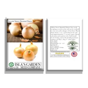 Yellow Sweet Spanish Onion Seeds for Planting, 750+ Heirloom Seeds Per Packet, (Isla's Garden Seeds), Non GMO Seeds, Botanical Name: Allium cepa, Great Home Garden Gift