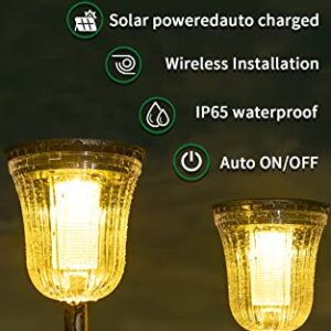 JSOT 200 Lumens Solar Pathway Lights,4 Pack Solar Outdoor Landscape Path Lights Waterproof,Bright Solar Driveway Lights,IP65 Long Last LED Solar Walkway Light for Garden,Lawn,Path.(Warm/White Light)