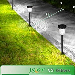 JSOT 200 Lumens Solar Pathway Lights,4 Pack Solar Outdoor Landscape Path Lights Waterproof,Bright Solar Driveway Lights,IP65 Long Last LED Solar Walkway Light for Garden,Lawn,Path.(Warm/White Light)