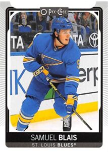 2021-22 o-pee-chee #357 samuel blais st. louis blues official nhl hockey card from upper deck in raw (nm or better) condition