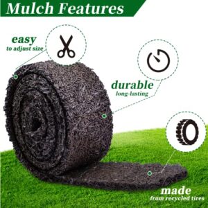 Black Rubber Mulch for Landscaping 120“ L x 4.5”W Recycled Garden Edging Border Mat Natural Looking Permanent Garden Mulch Barrier for Plants Vegetables & Flowers 15 Plastic Anchors Included