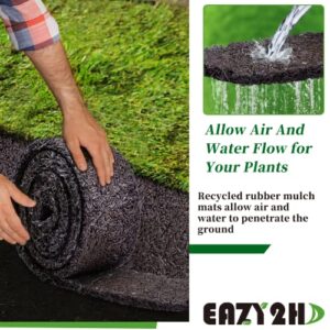 Black Rubber Mulch for Landscaping 120“ L x 4.5”W Recycled Garden Edging Border Mat Natural Looking Permanent Garden Mulch Barrier for Plants Vegetables & Flowers 15 Plastic Anchors Included