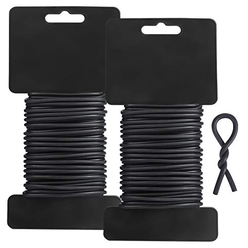 Tenn Well 3.5mm Garden Wire Ties, 52 Feet Soft Plant Ties for Climbing Plants, Black Plant Training Wire for Tomato Plants, Climbing Roses, Vines and Cucumbers (2PCS X 26 Feet)