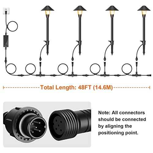 XMCOSY+ Low Voltage Landscape Lights, 200LM Smart Pathway Lights with APP Control, Adjustable Warm White & RGB, Compatible with Alexa, 12V 6W Outdoor Mushroom Lights for Garden Path Lawn (4 Pack)