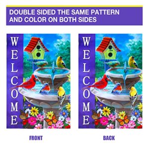 Welcome small garden flags birds Outside Vertical Double Sided Garden flags for all seasons Cardinal Birdhouse, winter Bird Yard Flags