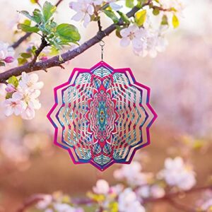 Wind Spinners for Yard and Garden - 2 Styles Mandala Hanging Wind Catcher Decor, 11.8in Stainless Steel Geometric 3D Kinetic Art with Swivel Hooks for Outdoor Ornaments Unusual Gifts