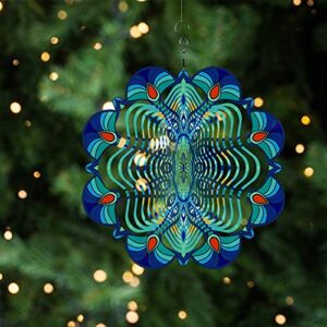 Wind Spinners for Yard and Garden - 2 Styles Mandala Hanging Wind Catcher Decor, 11.8in Stainless Steel Geometric 3D Kinetic Art with Swivel Hooks for Outdoor Ornaments Unusual Gifts