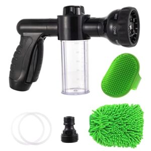 high pressure 8 in 1 car wash brush foam gun,garden hose nozzle foam cannon bottle soap sprayer,watering plants,showering pet,wash car(black)