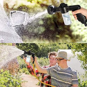 High Pressure 8 in 1 Car Wash Brush Foam Gun,Garden Hose Nozzle Foam Cannon Bottle Soap Sprayer,Watering Plants,Showering pet,Wash Car(Black)