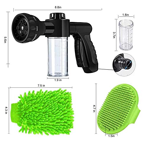 High Pressure 8 in 1 Car Wash Brush Foam Gun,Garden Hose Nozzle Foam Cannon Bottle Soap Sprayer,Watering Plants,Showering pet,Wash Car(Black)